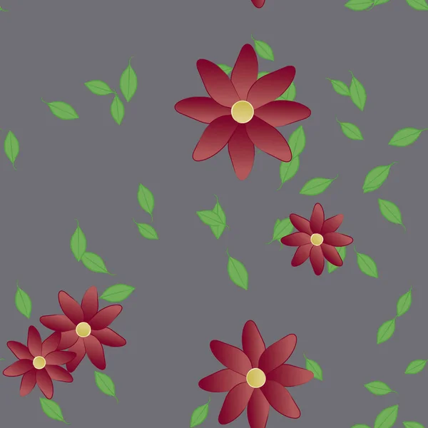 Composición Libre Con Flores Colores Simples Hojas Verdes Para Papel — Vector de stock