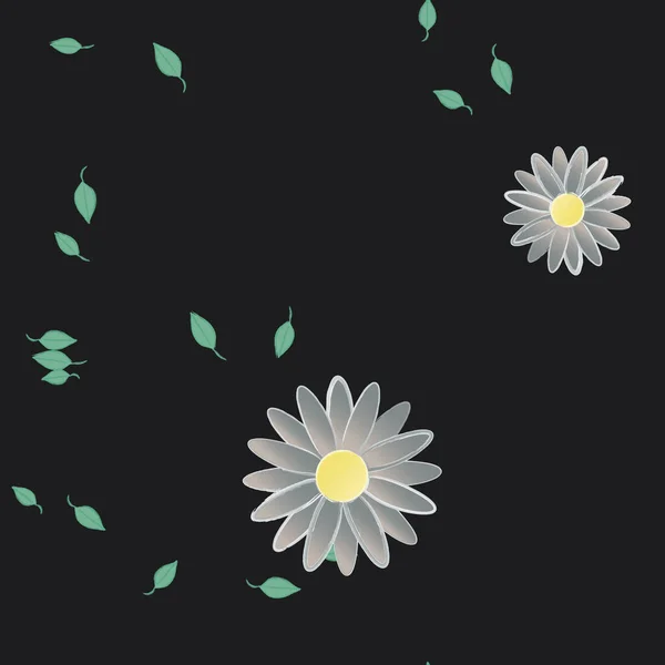 Gratis Compositie Met Eenvoudige Kleurrijke Bloemen Bladeren Voor Behang Vector — Stockvector