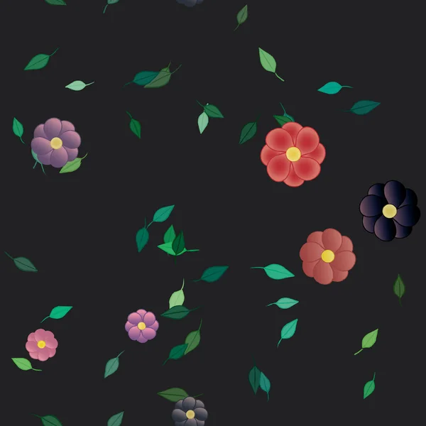 Gratis Compositie Met Eenvoudige Kleurrijke Bloemen Bladeren Voor Behang Vector — Stockvector