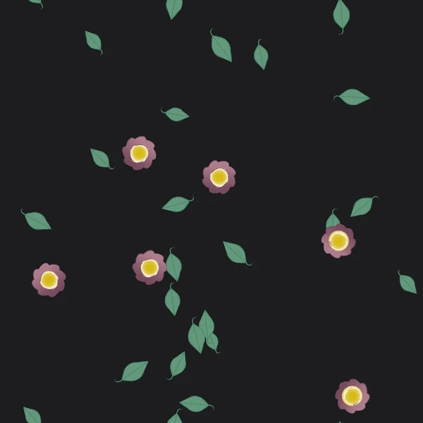 Fleurs Simples Avec Des Feuilles Vertes Composition Libre Illustration Vectorielle — Image vectorielle