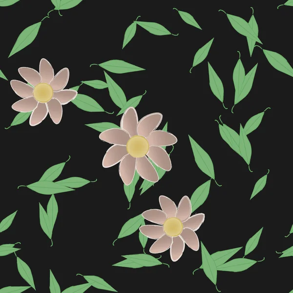 Composición Libre Con Flores Colores Simples Hojas Verdes Para Papel — Vector de stock