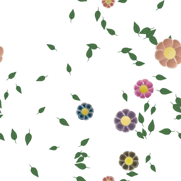 Composición Libre Con Flores Colores Simples Hojas Para Papel Pintado — Vector de stock