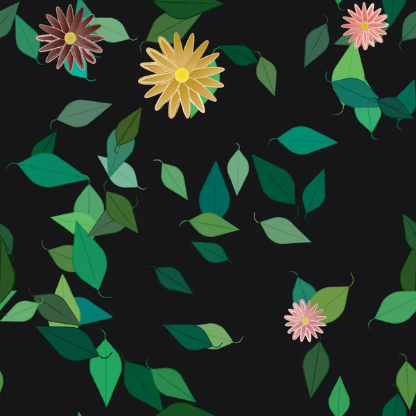 Composition Libre Avec Des Fleurs Des Feuilles Colorées Simples Pour — Image vectorielle