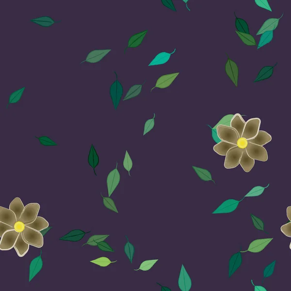 Gratis Compositie Met Eenvoudige Kleurrijke Bloemen Bladeren Voor Behang Vector — Stockvector