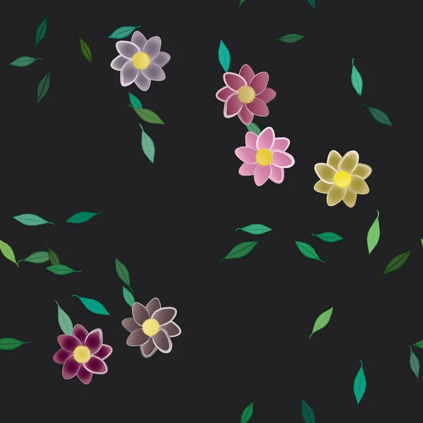 Composición Libre Con Flores Colores Simples Hojas Para Papel Pintado — Archivo Imágenes Vectoriales