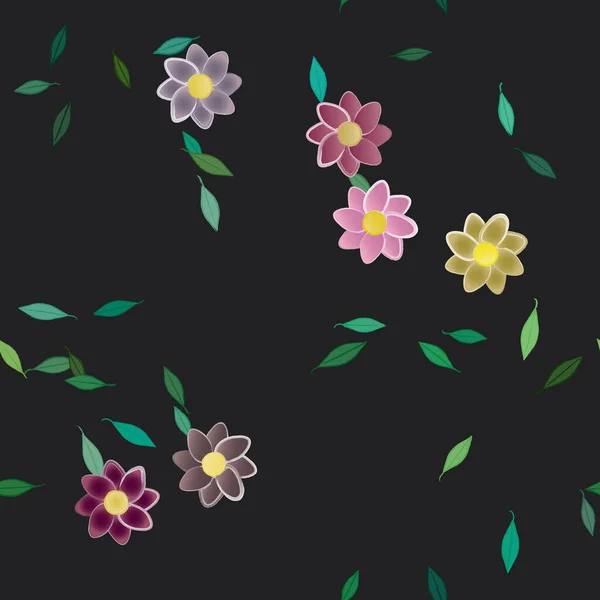 Composição Livre Com Flores Coloridas Simples Folhas Para Papel Parede — Vetor de Stock