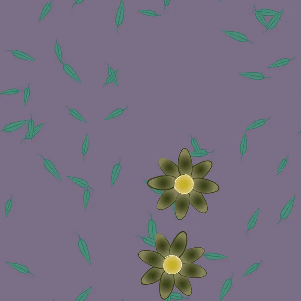 Composition Libre Avec Des Fleurs Des Feuilles Colorées Simples Pour — Image vectorielle