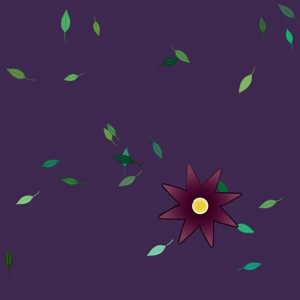 Fleurs Simples Avec Des Feuilles Vertes Composition Libre Illustration Vectorielle — Image vectorielle