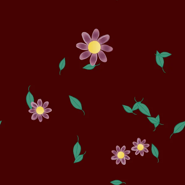 Ingyenes Összetétel Egyszerű Színes Virágok Levelek Tapéta Vektor Illusztráció — Stock Vector