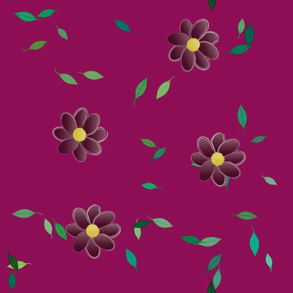 Composición Libre Con Flores Colores Simples Hojas Verdes Para Papel — Vector de stock