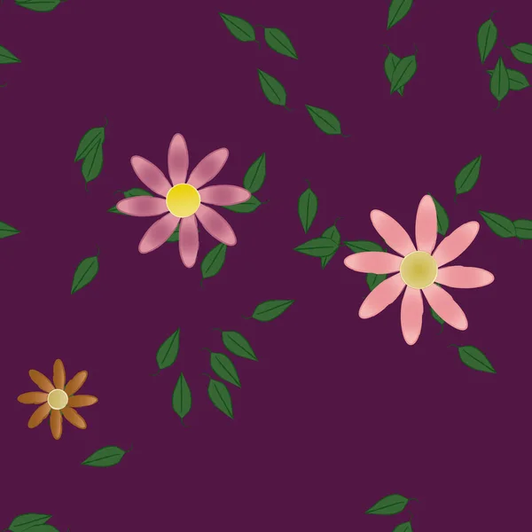 Composición Libre Con Flores Colores Simples Hojas Para Papel Pintado — Vector de stock