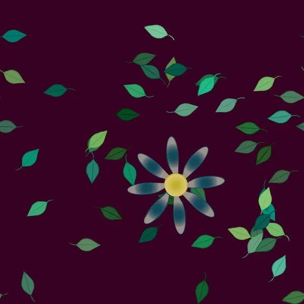 Composición Libre Con Flores Colores Simples Hojas Verdes Para Papel — Vector de stock