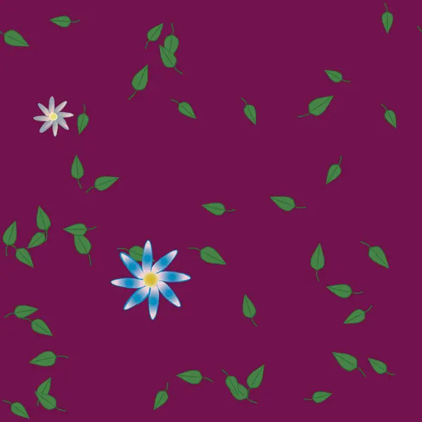 Fleurs Simples Avec Des Feuilles Vertes Composition Libre Illustration Vectorielle — Image vectorielle