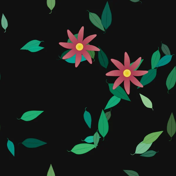 Composição Livre Com Flores Coloridas Simples Folhas Para Papel Parede — Vetor de Stock