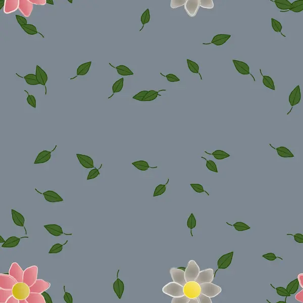 Composición Libre Con Flores Colores Simples Hojas Para Papel Pintado — Vector de stock