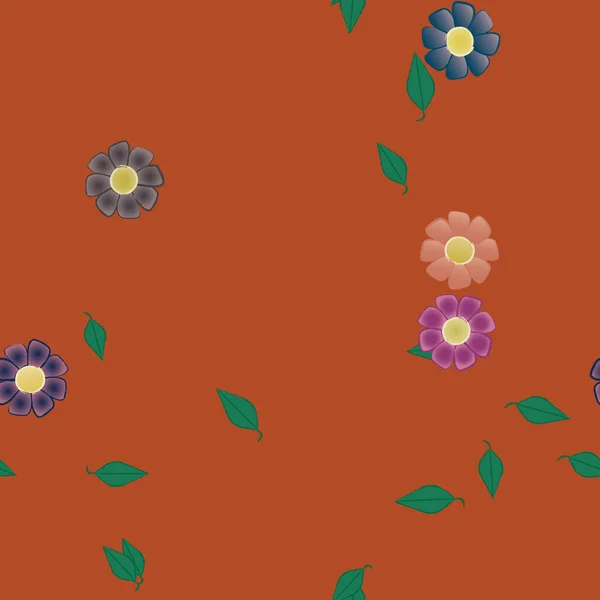 Gratis Compositie Met Eenvoudige Kleurrijke Bloemen Bladeren Voor Behang Vector — Stockvector