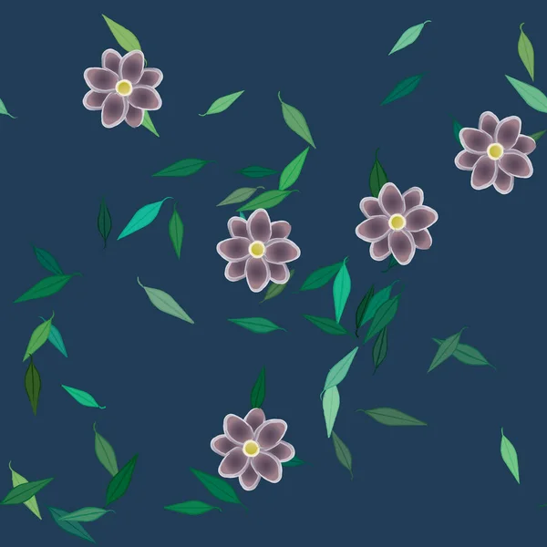 Composición Libre Con Flores Colores Simples Hojas Verdes Para Papel — Vector de stock