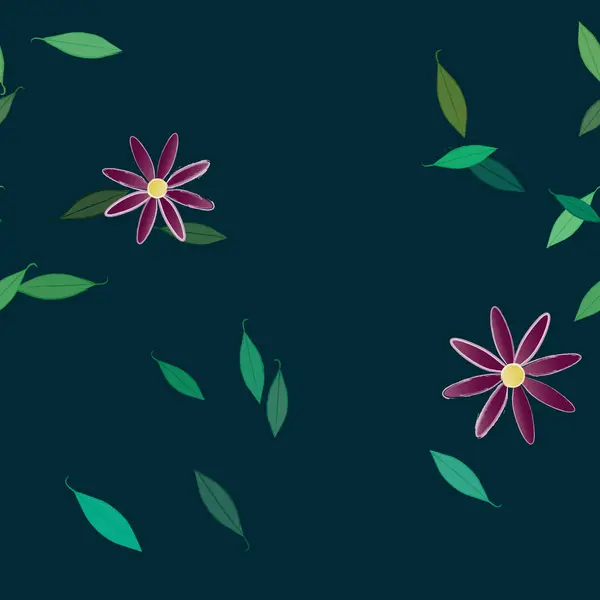 Volná Kompozice Jednoduchými Barevnými Květy Listy Tapetu Vektorová Ilustrace — Stockový vektor