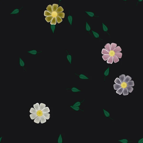 Composição Livre Com Flores Coloridas Simples Folhas Para Papel Parede — Vetor de Stock