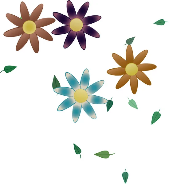 Composición Libre Con Flores Colores Simples Hojas Para Papel Pintado — Vector de stock