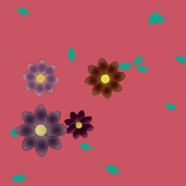 Composition Libre Avec Des Fleurs Des Feuilles Colorées Simples Pour — Image vectorielle