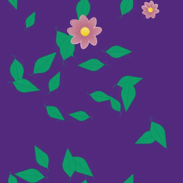 Composición Libre Con Flores Colores Simples Hojas Para Papel Pintado — Vector de stock