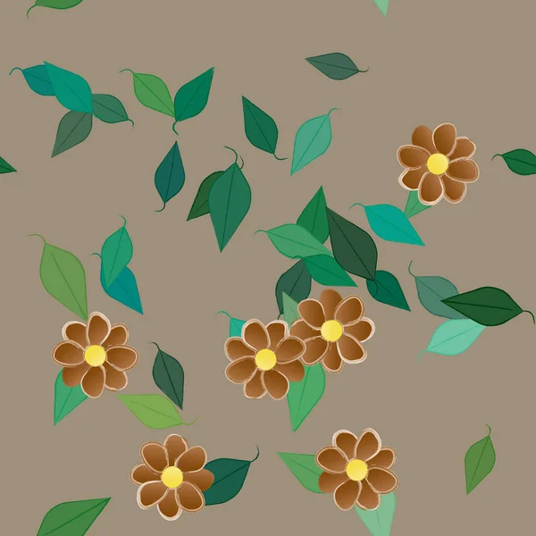 Free Composition Simple Colorful Flowers Leaves Wallpaper Vector Illustration — Stock Vector