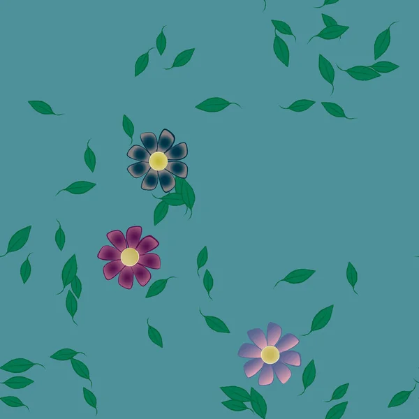 Gratis Compositie Met Eenvoudige Kleurrijke Bloemen Bladeren Voor Behang Vector — Stockvector