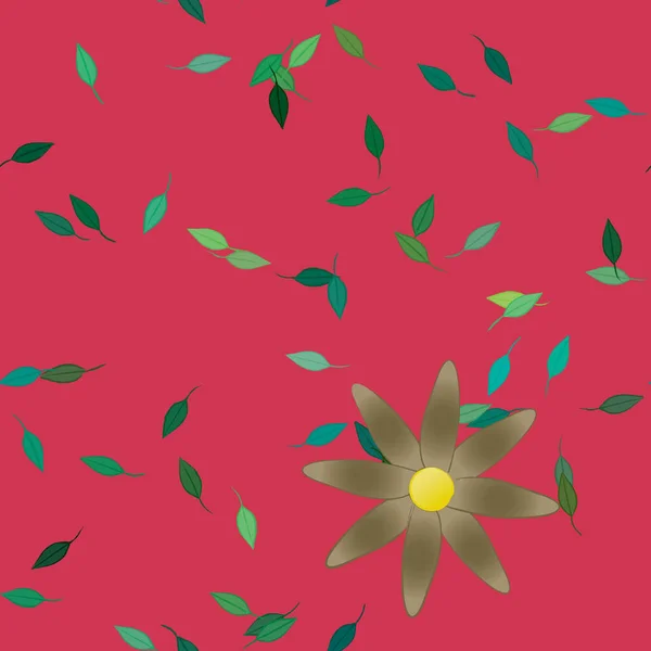 Eenvoudige Bloemen Met Groene Bladeren Vrije Samenstelling Vector Illustratie — Stockvector