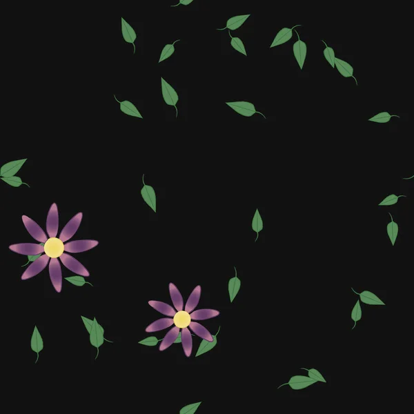 Composición Libre Con Flores Colores Simples Hojas Verdes Para Papel — Vector de stock