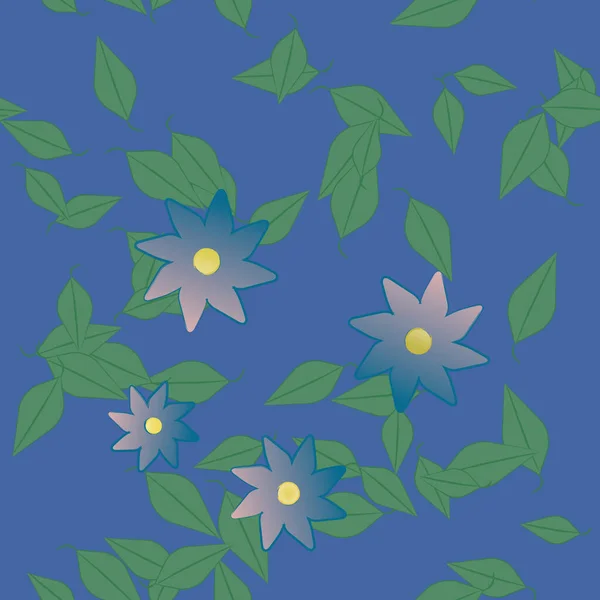 Free Composition Simple Colorful Flowers Green Leaves Wallpaper Vector Illustration — Stock Vector