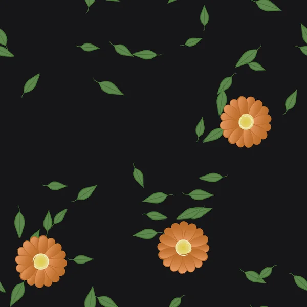 Flores Simples Con Hojas Verdes Composición Libre Ilustración Vectorial — Archivo Imágenes Vectoriales