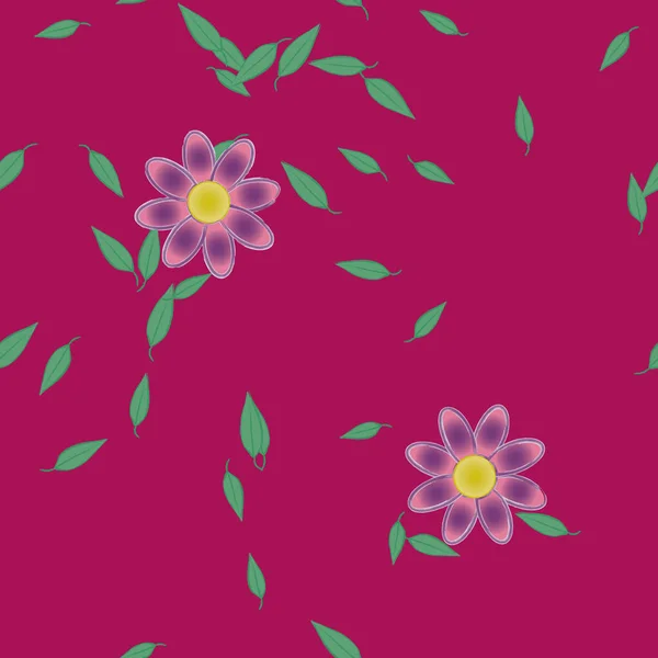 Composición Libre Con Flores Colores Simples Hojas Verdes Para Papel — Vector de stock