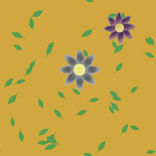 Composición Libre Con Flores Colores Simples Hojas Verdes Para Papel — Vector de stock