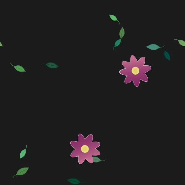 Composição Livre Com Flores Coloridas Simples Folhas Verdes Para Papel — Vetor de Stock