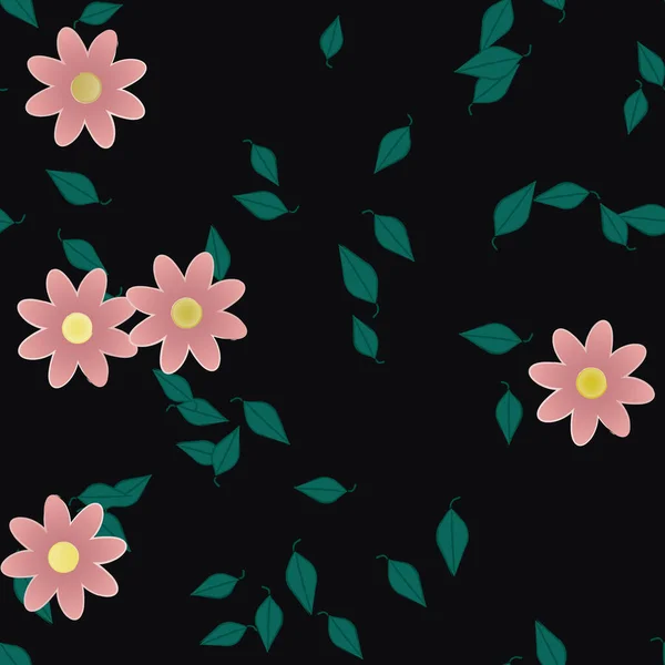 Gratis Compositie Met Eenvoudige Kleurrijke Bloemen Bladeren Voor Behang Vector — Stockvector