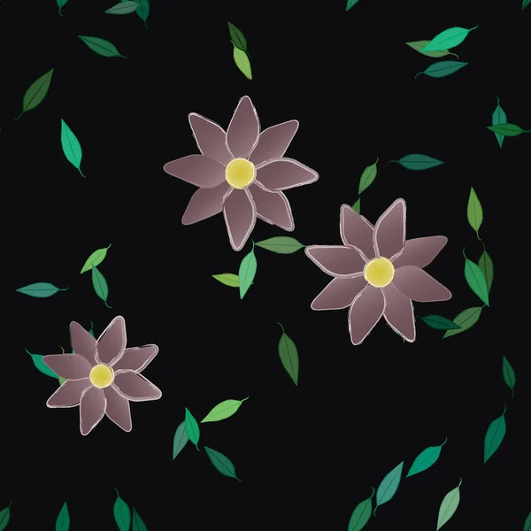 Fri Komposition Med Enkla Färgglada Blommor Och Blad För Tapeter — Stock vektor