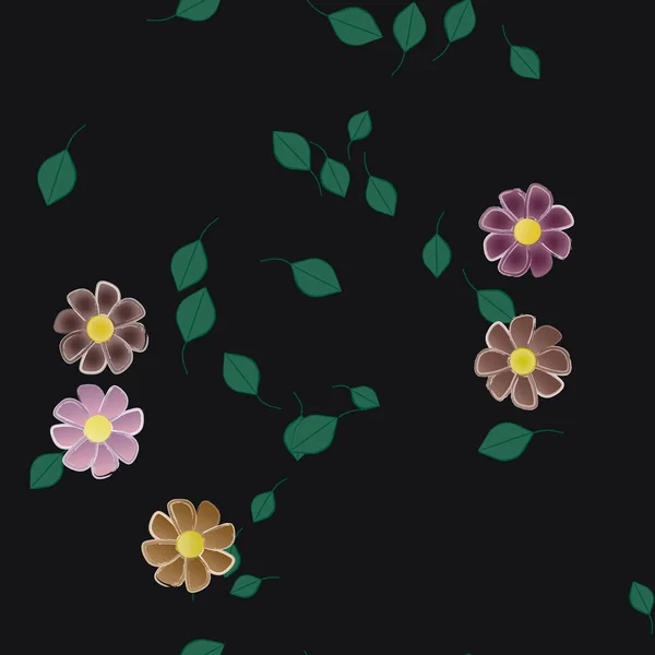 Composición Libre Con Flores Colores Simples Hojas Para Papel Pintado — Vector de stock