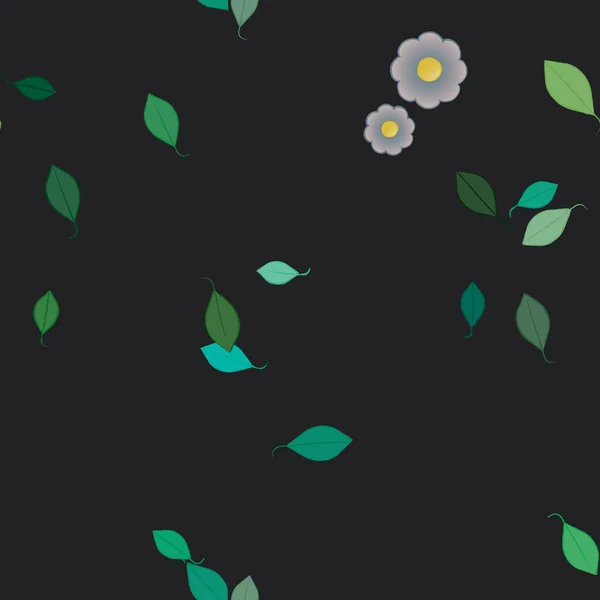 Ελεύθερη Σύνθεση Απλά Πολύχρωμα Λουλούδια Και Φύλλα Για Ταπετσαρία Διανυσματική — Διανυσματικό Αρχείο
