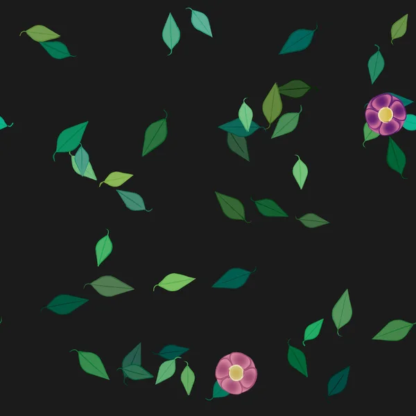 Flores Simples Con Hojas Verdes Composición Libre Ilustración Vectorial — Archivo Imágenes Vectoriales