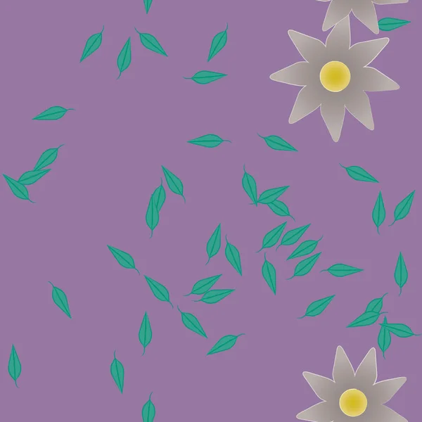 Fleurs Simples Avec Des Feuilles Vertes Composition Libre Illustration Vectorielle — Image vectorielle