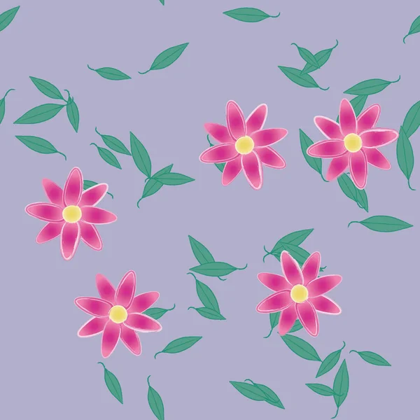 Composition Libre Avec Des Fleurs Des Feuilles Colorées Simples Pour — Image vectorielle