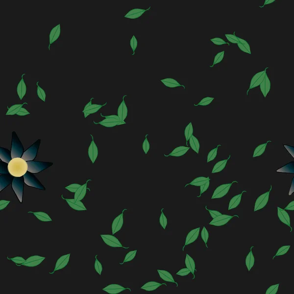 Fleurs Simples Avec Des Feuilles Vertes Composition Libre Illustration Vectorielle — Image vectorielle