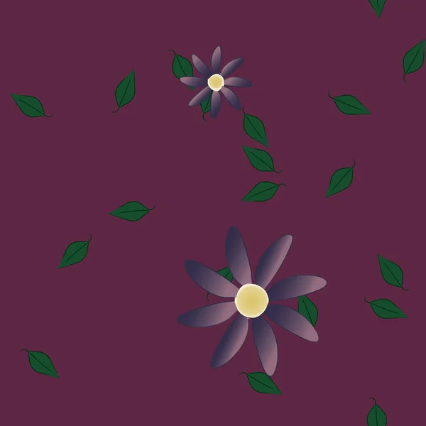 Fleurs Simples Avec Des Feuilles Vertes Composition Libre Illustration Vectorielle — Image vectorielle