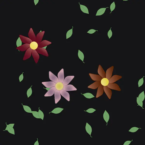 Composición Libre Con Flores Colores Simples Hojas Para Papel Pintado — Vector de stock