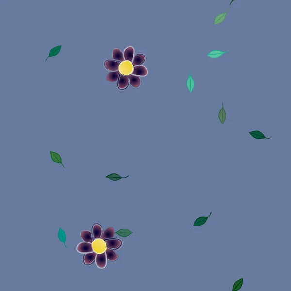 Fleurs Simples Avec Des Feuilles Vertes Composition Libre Illustration Vectorielle — Image vectorielle