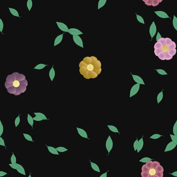 Gratis Compositie Met Eenvoudige Kleurrijke Bloemen Bladeren Voor Behang Vector — Stockvector