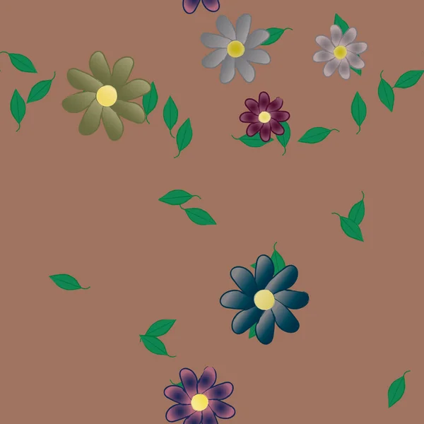 Composición Libre Con Flores Colores Simples Hojas Para Papel Pintado — Vector de stock