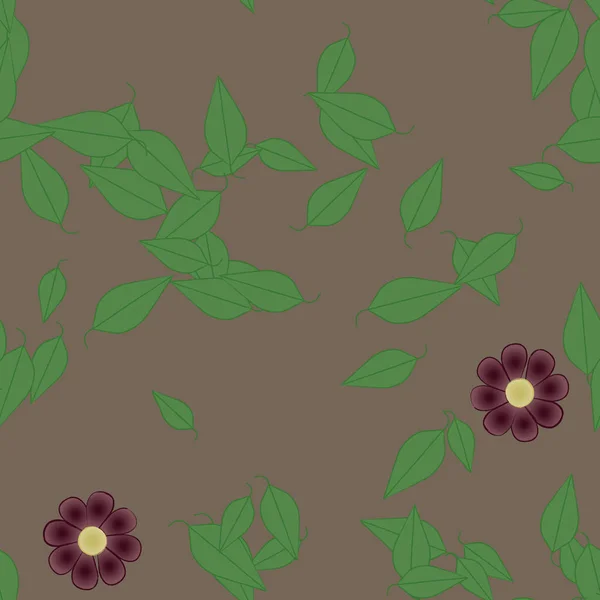 Fleurs Simples Avec Des Feuilles Vertes Composition Libre Illustration Vectorielle — Image vectorielle