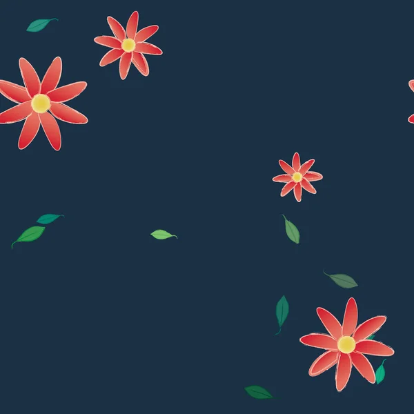 Composição Livre Com Flores Coloridas Simples Folhas Para Papel Parede —  Vetores de Stock